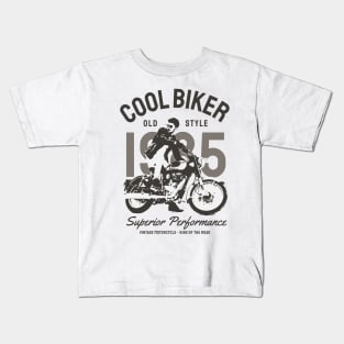 Cool biker vintage road adventure cafe paris retro feel Kids T-Shirt